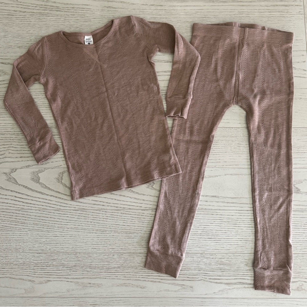 Kate Quinn Organic Cotton Mocha Pointelle Pajama Set